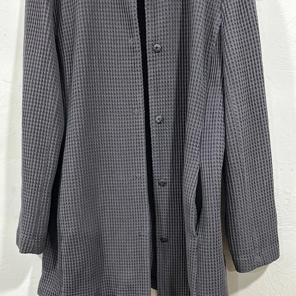 Eileen Fisher Gray Modern Trench Coat with Stand-Up Collar